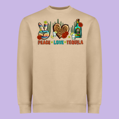 Peace Love Tequila Heavyweight Sweatshirt Designed By Bundleandbundleshop