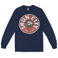 Navy vintage retro iron city(beer) proof Long Sleeve Tee - lanVoArt