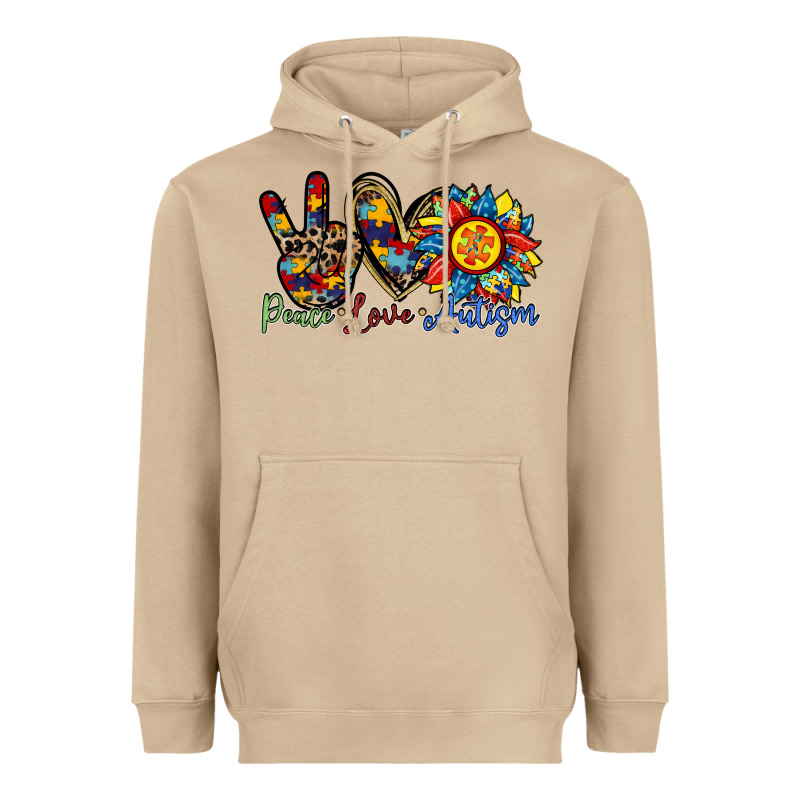 Peace Love Autism Sunflower Heavyweight Hoodie by RacoonDesign | Teevron
