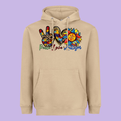 Peace Love Autism Sunflower Heavyweight Hoodie Designed By Racoondesign