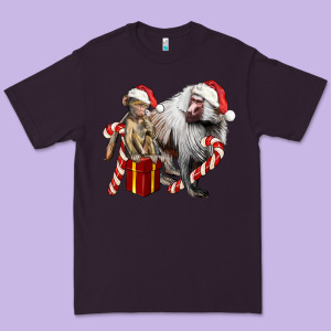 Christmas Baboon Baby And Mama Premium Tee Designed By Lillyallendesigns