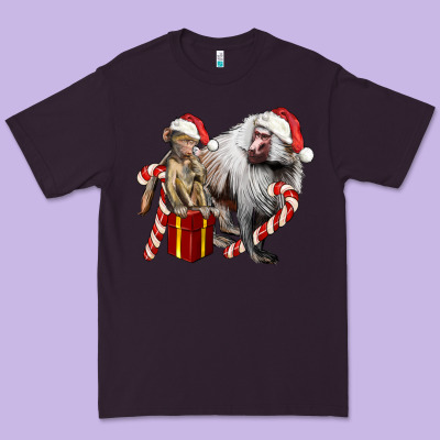 Christmas Baboon Baby And Mama Premium Tee Designed By Lillyallendesigns