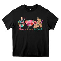 Black Peace Love Nail Hustler Heavy Core Tee - BundleAndBundleShop