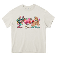 Cream Peace Love Nail Hustler Heavy Core Tee - BundleAndBundleShop