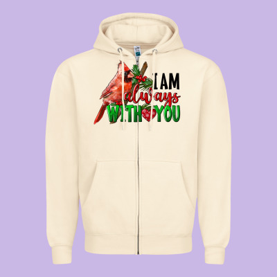 I Am Always With Your Cardinal Bird Zipper Hoodie Designed By Lillyallendesigns