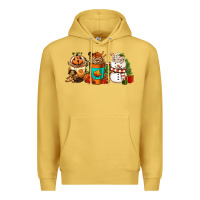Antique Gold Halloween thanksgiving christmas coffee cups Premium Hoodie - FaDigitalArtStudio