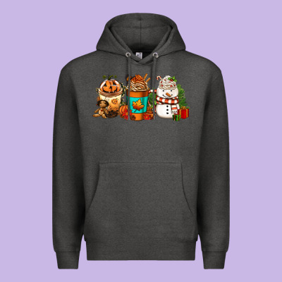 Halloween Thanksgiving Christmas Coffee Cups Premium Hoodie Designed By Fadigitalartstudio