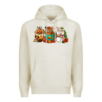 Oatmeal Heather Halloween thanksgiving christmas coffee cups Premium Hoodie - FaDigitalArtStudio