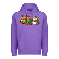 Purple Halloween thanksgiving christmas coffee cups Premium Hoodie - FaDigitalArtStudio