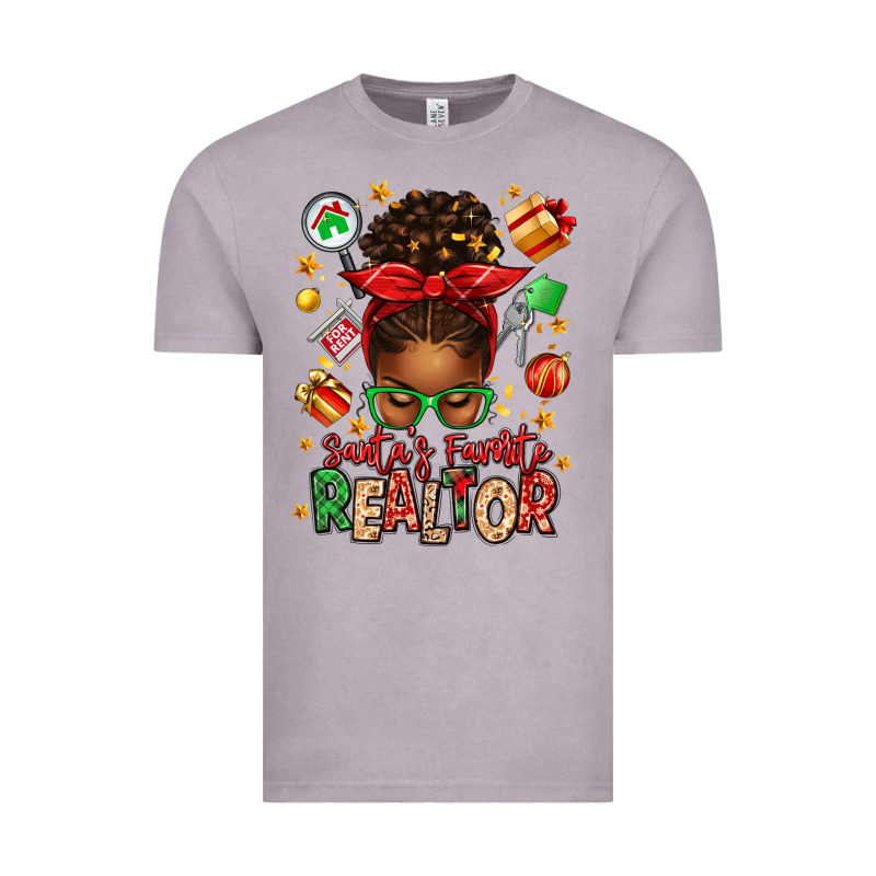 Santas Favorite Realtor Messy Bun Vintage Tee by texasbilliewilder | Teevron