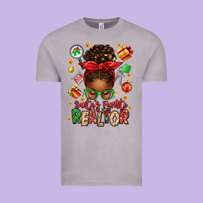Santas Favorite Realtor Messy Bun Vintage Tee Designed By Texasbilliewilder