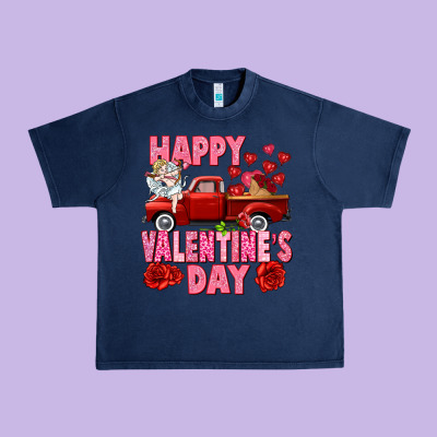 Happy Valentine's Day Red Truck Urban Heavy Tee Designed By Howdyjamesfarm