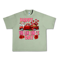 Oil Green Happy Valentine's day red truck Urban Heavy Tee - HowdyJamesFarm