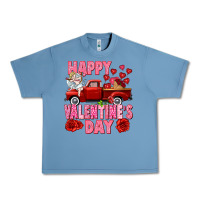 Pebble Blue Happy Valentine's day red truck Urban Heavy Tee - HowdyJamesFarm