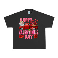 Pigment Black Happy Valentine's day red truck Urban Heavy Tee - HowdyJamesFarm