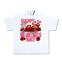 White Happy Valentine's day red truck Urban Heavy Tee - HowdyJamesFarm