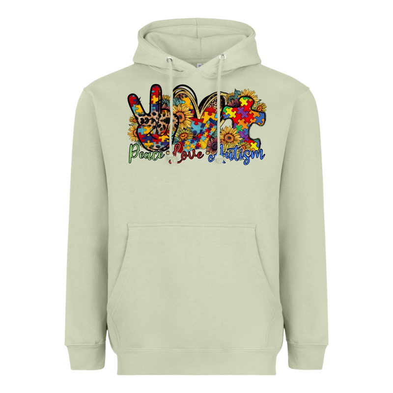 Peace Love Autism Heavyweight Hoodie by RacoonDesign | Teevron