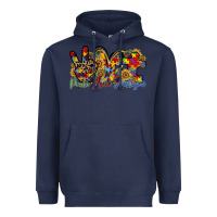 Navy peace love autism Heavyweight Hoodie - RacoonDesign