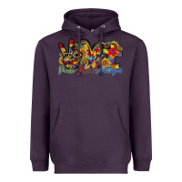 Plum peace love autism Heavyweight Hoodie - RacoonDesign