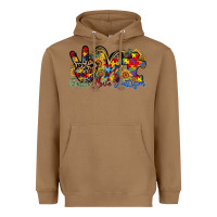 Toasted Coconut peace love autism Heavyweight Hoodie - RacoonDesign