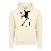 Vintage Artic banksy protester throwing flowers Vintage Hoodie - lanVoArt