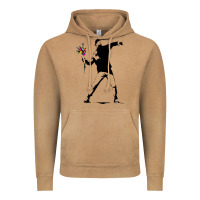 Banksy Protester Throwing Flowers Vintage Hoodie | Teevron