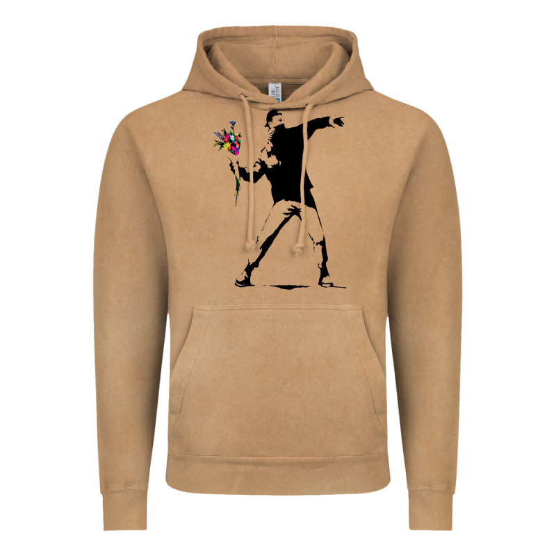 Banksy Protester Throwing Flowers Vintage Hoodie by lanVoArt | Teevron