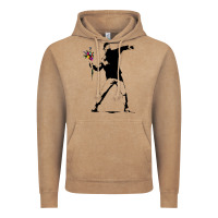 Vintage Coffee banksy protester throwing flowers Vintage Hoodie - lanVoArt