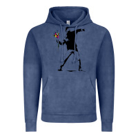Vintage Denim banksy protester throwing flowers Vintage Hoodie - lanVoArt