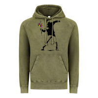 Vintage Olive banksy protester throwing flowers Vintage Hoodie - lanVoArt