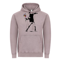 Vintage Zinc banksy protester throwing flowers Vintage Hoodie - lanVoArt