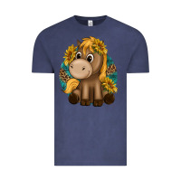 Vintage Denim cute baby horse amd sunflowers Vintage Tee - texasbilliewilder