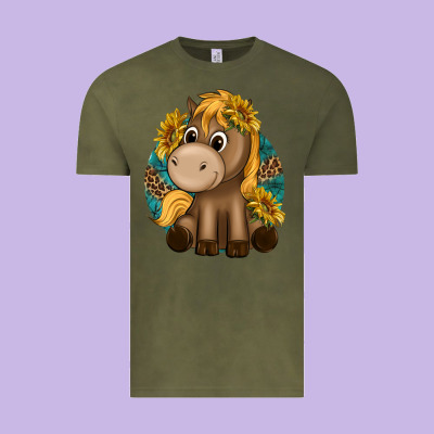 Cute Baby Horse Amd Sunflowers Vintage Tee Designed By Texasbilliewilder