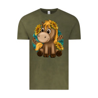 Vintage Olive cute baby horse amd sunflowers Vintage Tee - texasbilliewilder