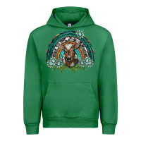 Emerald turquoise gemstones brown baby cow  rainbow Urban Hoodie - BarkalooDesign