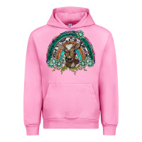 Fuchsia Pink turquoise gemstones brown baby cow  rainbow Urban Hoodie - BarkalooDesign