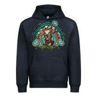 Navy turquoise gemstones brown baby cow  rainbow Urban Hoodie - BarkalooDesign