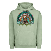Pigment Oil Green turquoise gemstones brown baby cow  rainbow Urban Hoodie - BarkalooDesign