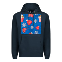 Navy winter  snowflakes hot cocoa ice skating shoes Premium Hoodie - FaDigitalArtStudio