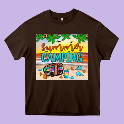 Summer Camping Heavy Core Tee Designed By Jahusdesignshop