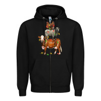 Black Christmas cow sheep and chicken Zipper Hoodie - LillyAllenDesigns