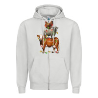Dove Grey Christmas cow sheep and chicken Zipper Hoodie - LillyAllenDesigns