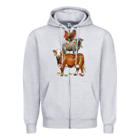 Heather Grey Christmas cow sheep and chicken Zipper Hoodie - LillyAllenDesigns