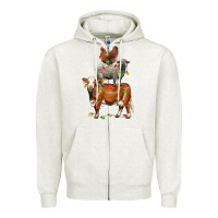 Oatmeal Heather Christmas cow sheep and chicken Zipper Hoodie - LillyAllenDesigns