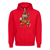 Red Christmas cow sheep and chicken Zipper Hoodie - LillyAllenDesigns