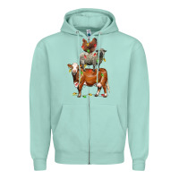 Seafoam Christmas cow sheep and chicken Zipper Hoodie - LillyAllenDesigns