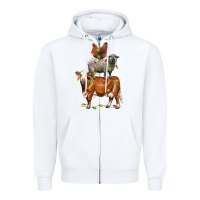 White Christmas cow sheep and chicken Zipper Hoodie - LillyAllenDesigns