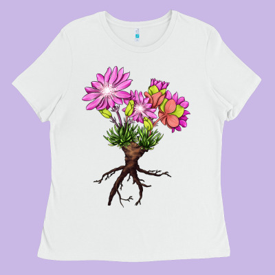 Bitterroot Flower Illustrations Ladies Tee Designed By Lillyallendesigns