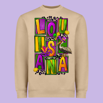 Mardi Gras Louisiana Heavyweight Sweatshirt Designed By Fadigitalartstudio