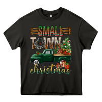 Asphalt Small Town Christmas With Truck Heavy Core Tee - BundleAndBundleShop
